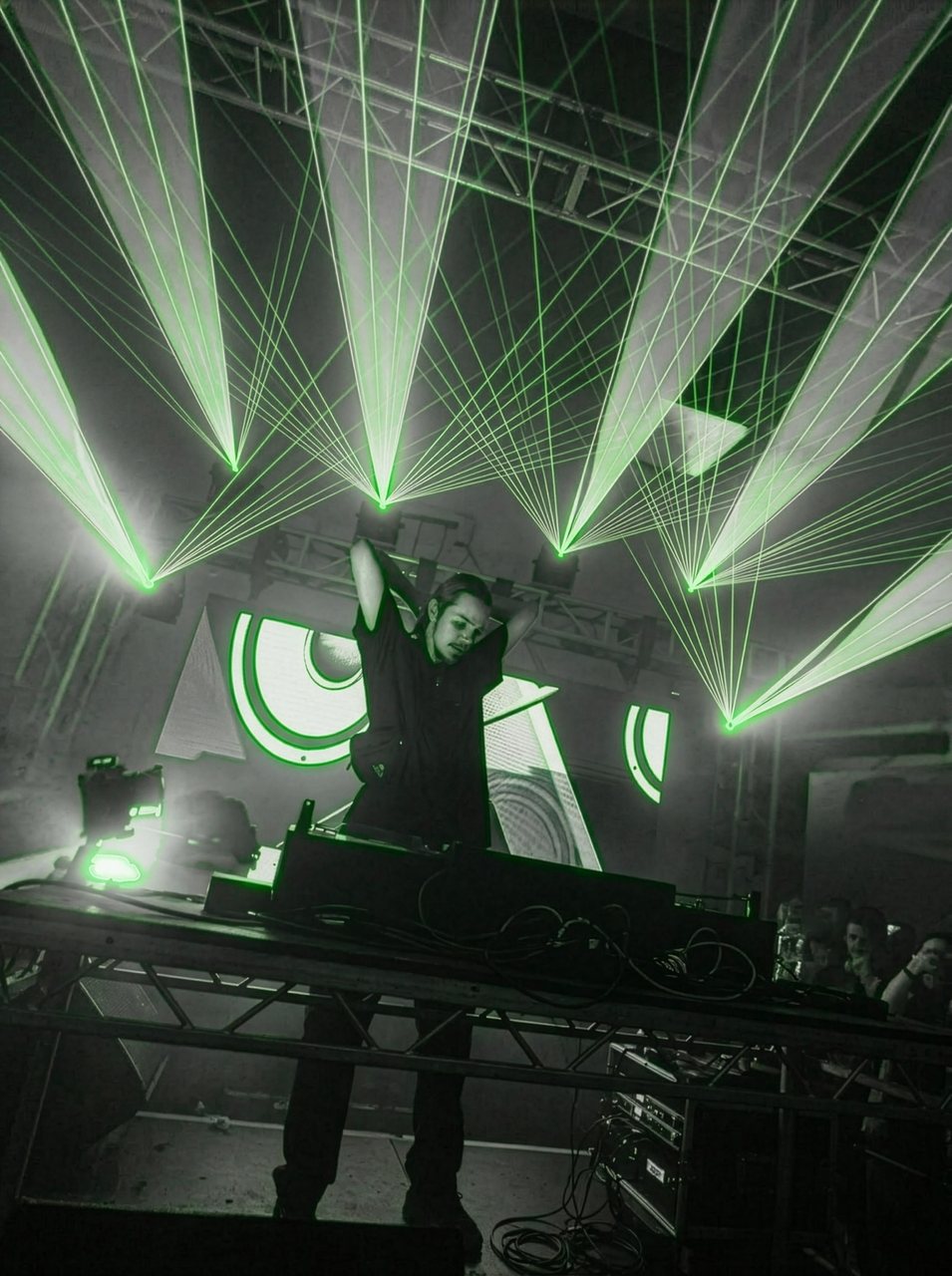 YEWZ under a canopy of green lasers